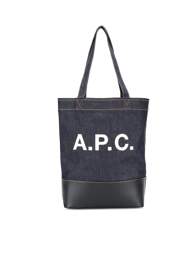 AXEL DENIM SHOULDER BAG WITH LEATHER INSERTS