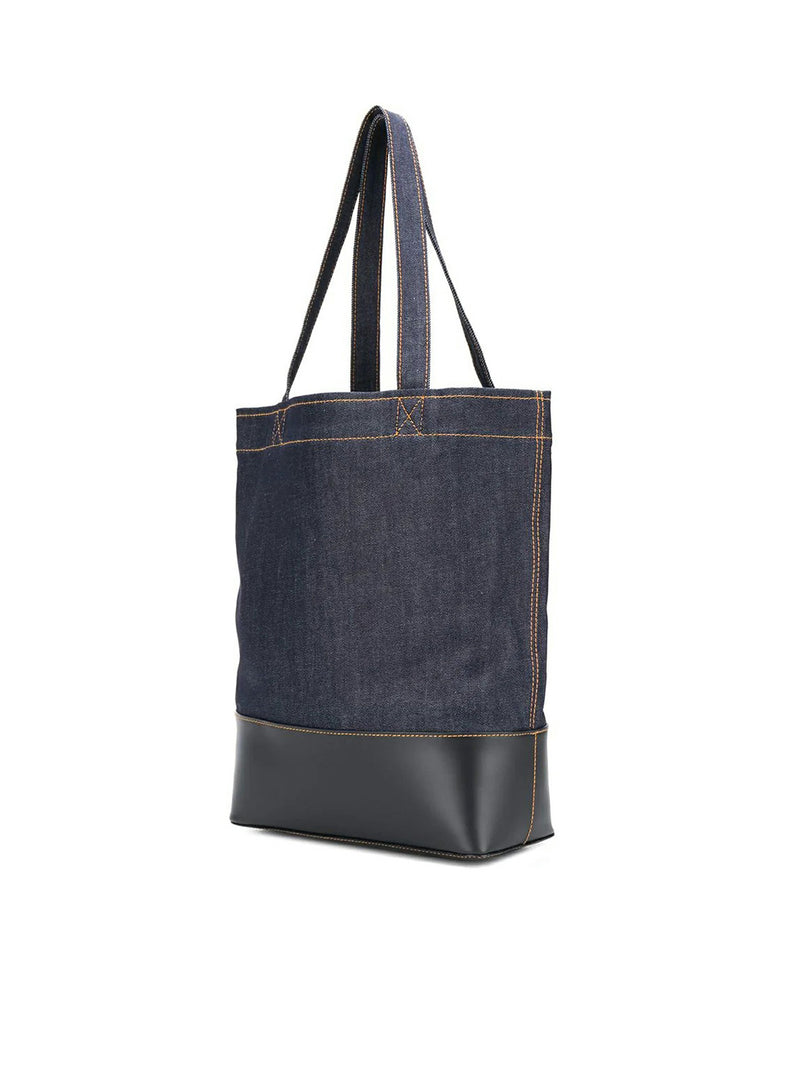 AXEL DENIM SHOULDER BAG WITH LEATHER INSERTS