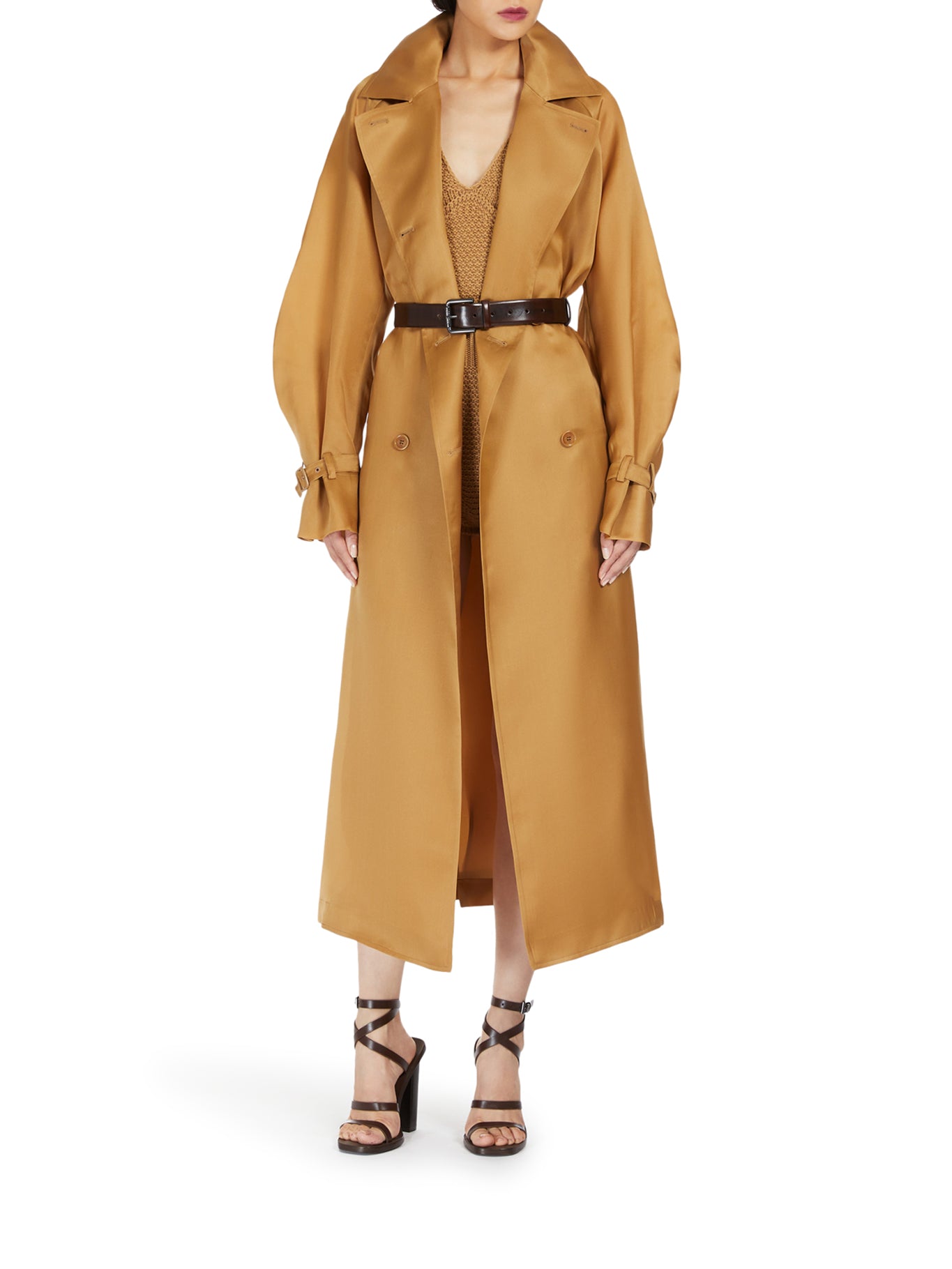 Oversized organza trench coat
