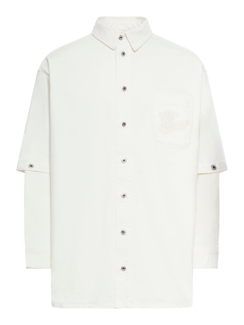 90s logo-appliqué cotton shirt