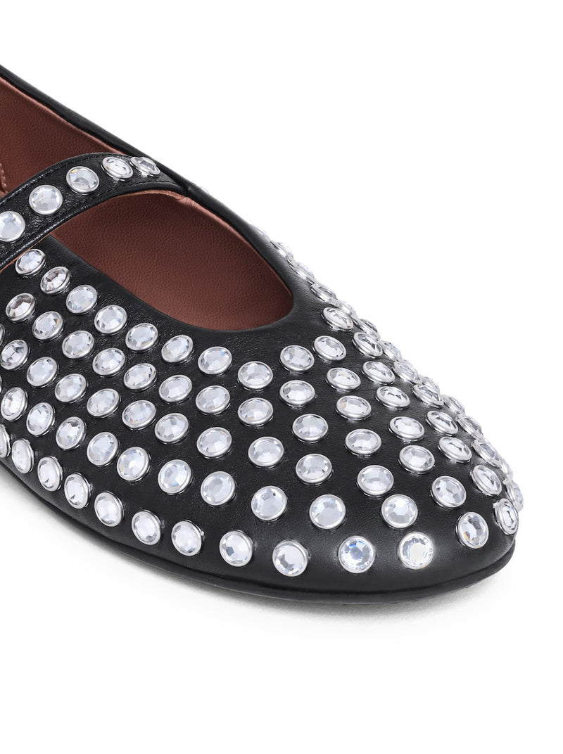 LAMBSKIN BALLERINAS WITH RHINESTONE