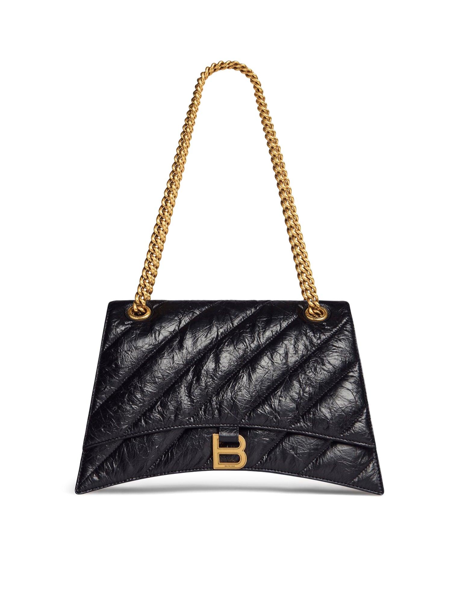 CRUSH BAG WITH MEDIUM QUILTED CHAIN FOR WOMEN IN BLACK