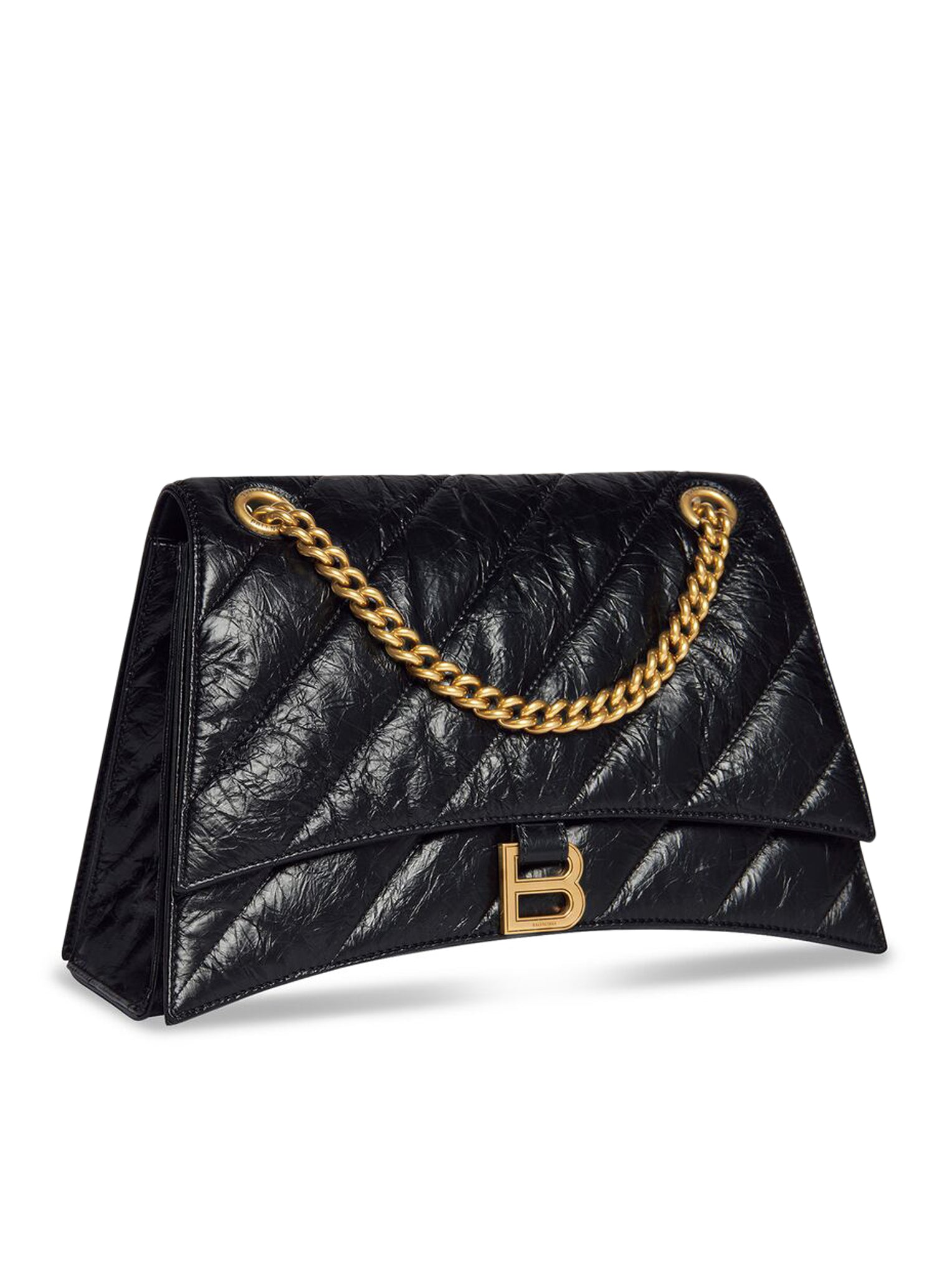 CRUSH BAG WITH MEDIUM QUILTED CHAIN FOR WOMEN IN BLACK