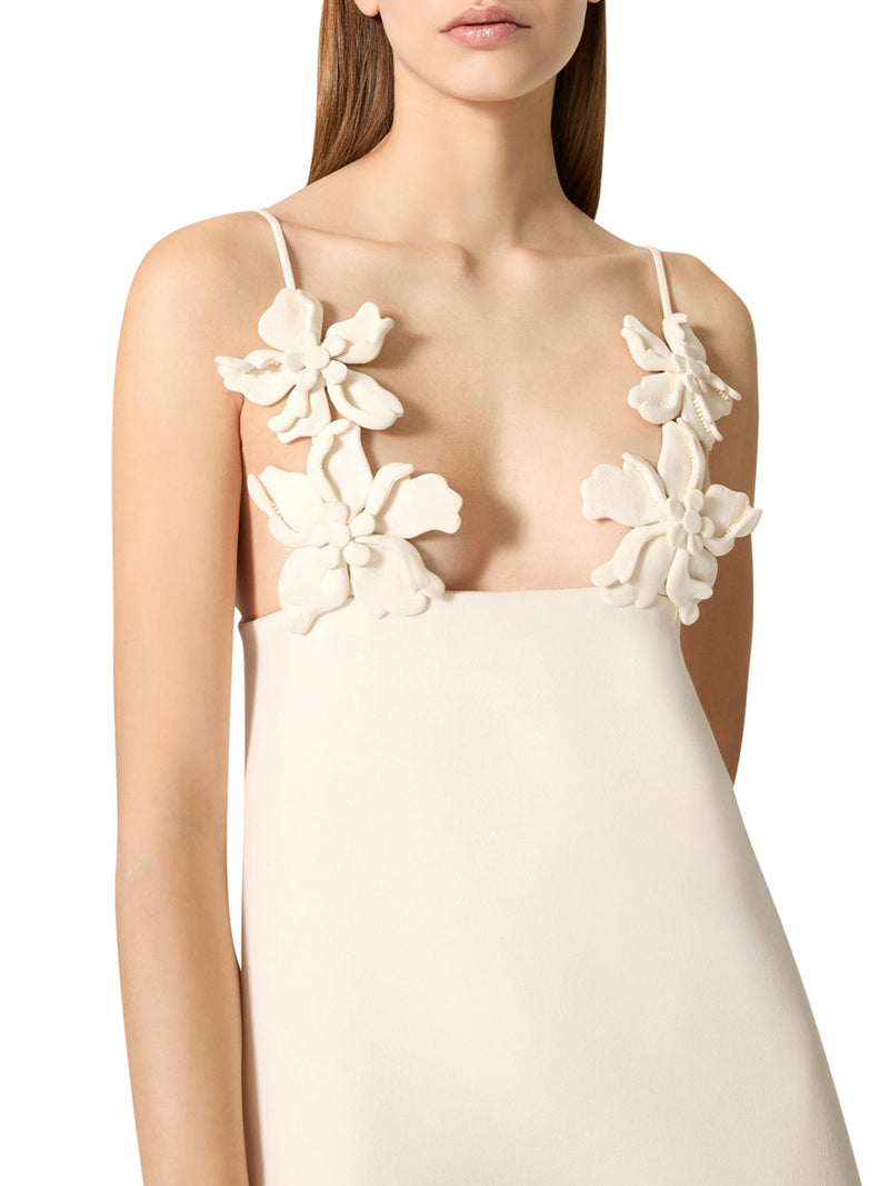 SHORT DRESS IN EMBROIDERED CREPE COUTURE