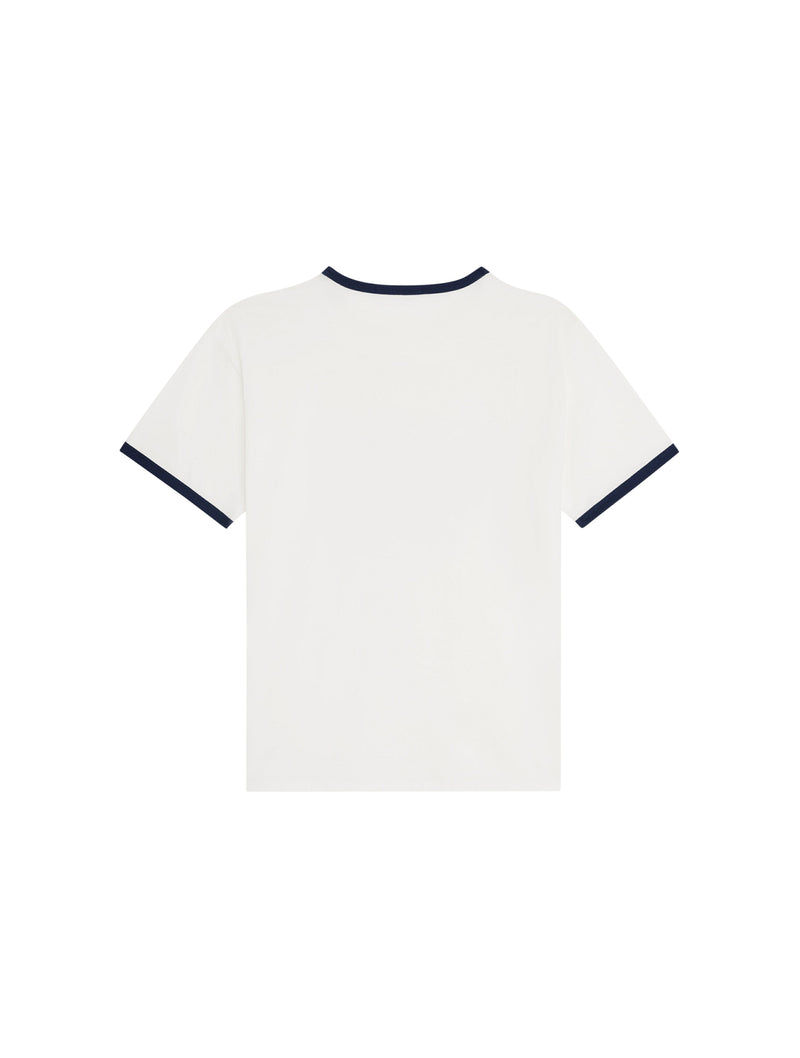 LOOSE CELINE PARIS T-SHIRT IN COTTON JERSEY OFF-WHITE / NAVY BLUE / BLACK