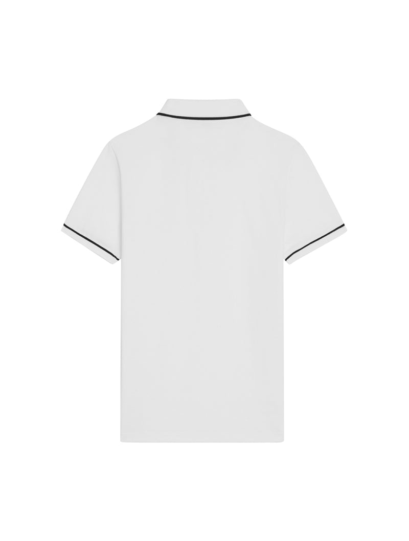 CLASSIC POLO SHIRT IN OFF-WHITE / BLACK COTTON PIQUE