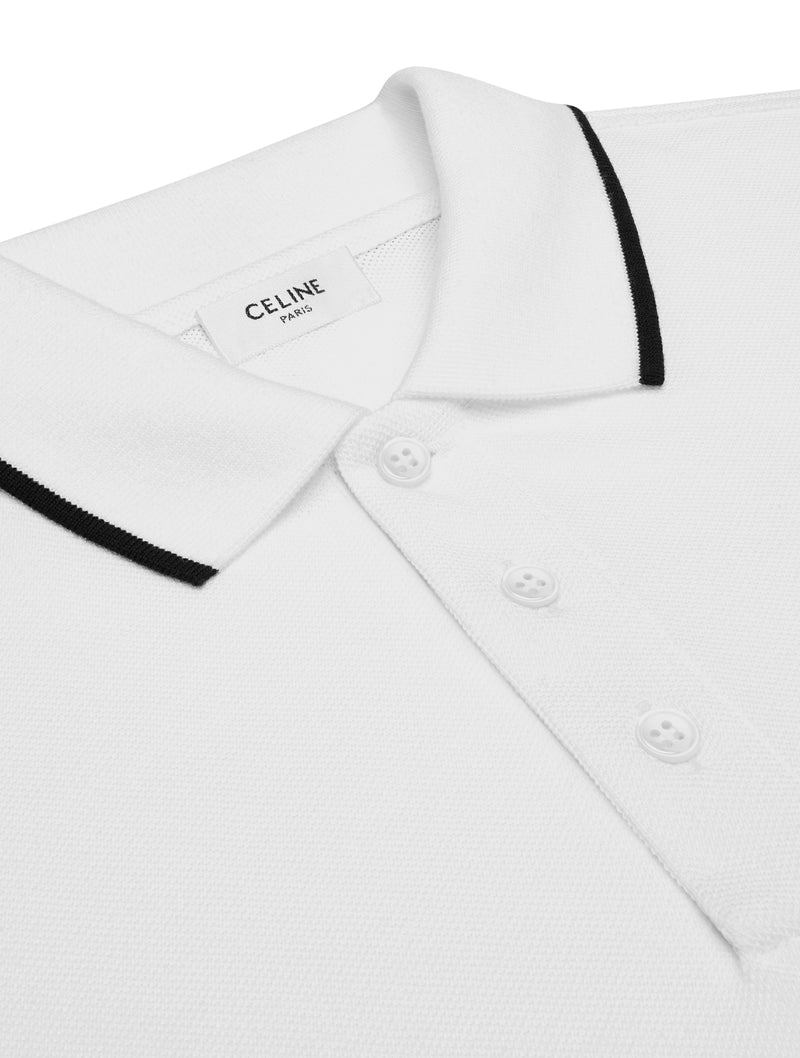 CLASSIC POLO SHIRT IN OFF-WHITE / BLACK COTTON PIQUE