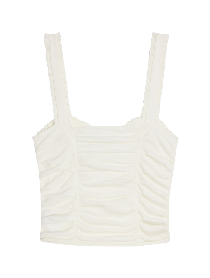 SHORT RUFFLED TOP IN COTTON AND SILK JERSEY
