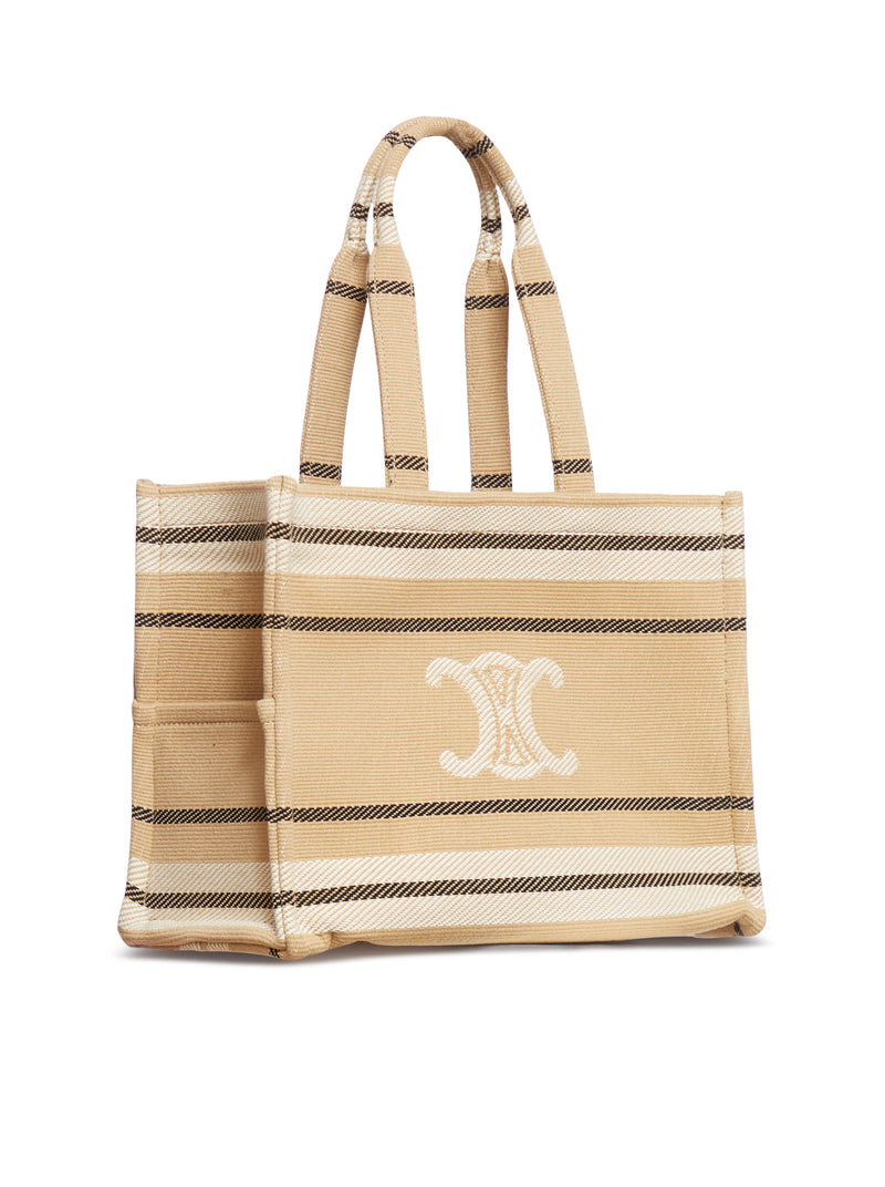 LARGE CABAS THAIS BAG IN STRIPED FABRIC WITH CELINE JACQUARD