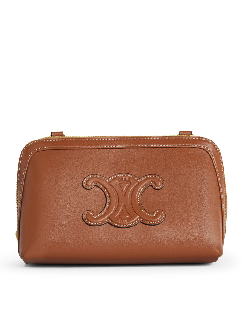 CUIR TRIOMPHE CLUTCH WITH CHAIN IN SMOOTH CALFSKIN