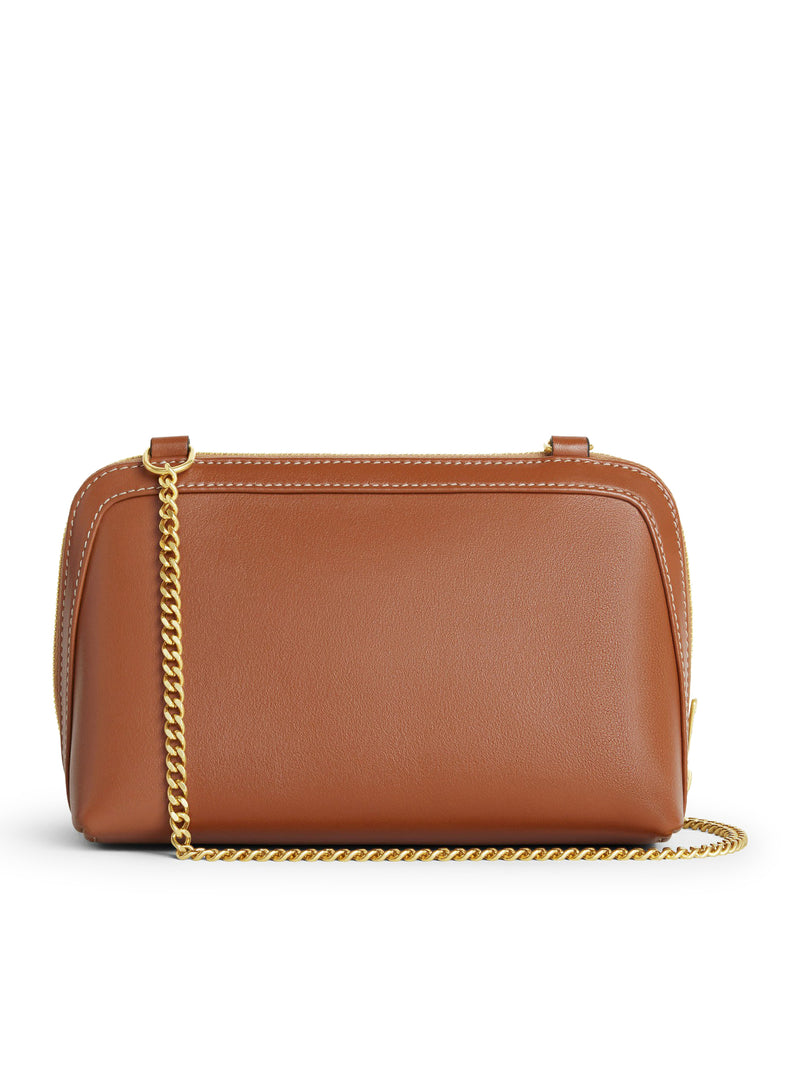 CUIR TRIOMPHE CLUTCH WITH CHAIN IN SMOOTH CALFSKIN