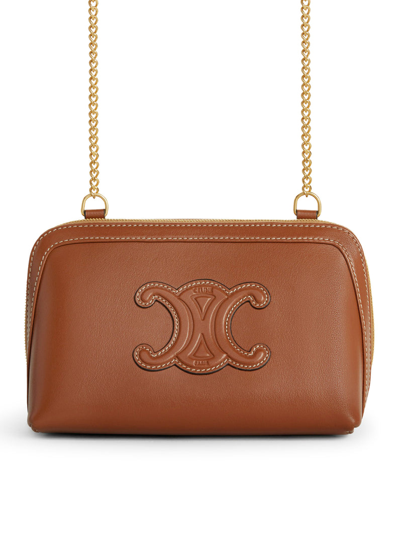 CUIR TRIOMPHE CLUTCH WITH CHAIN IN SMOOTH CALFSKIN