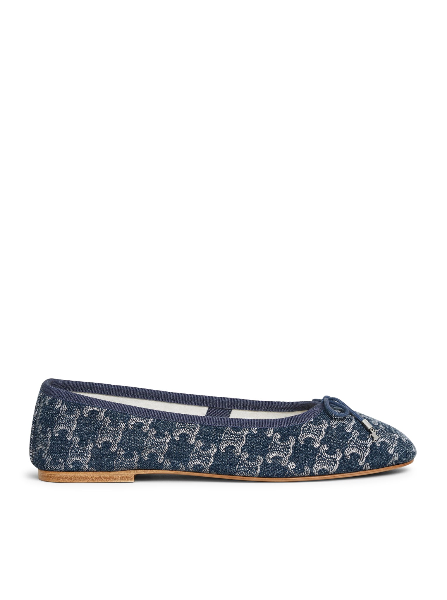 LES BALLERINES CELINE BALLERINA WITH TRIOMPHE LACE-UP IN PRINTED DENIM