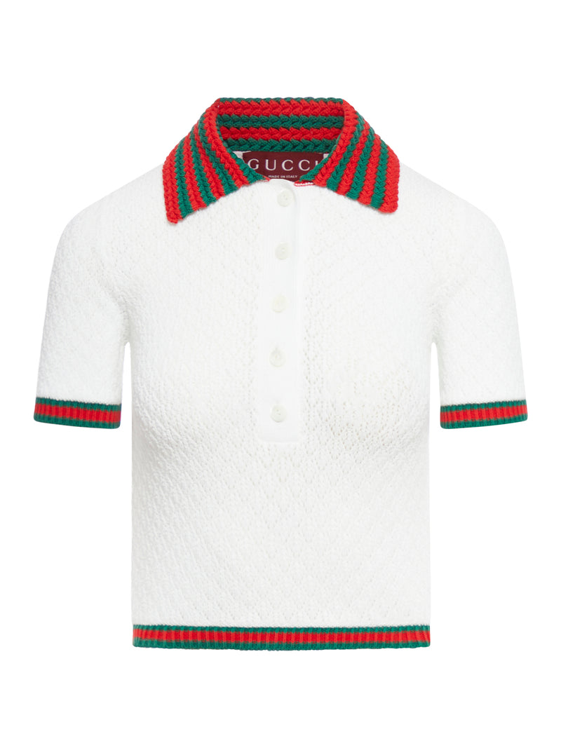 LACE AND COTTON POLO SHIRT