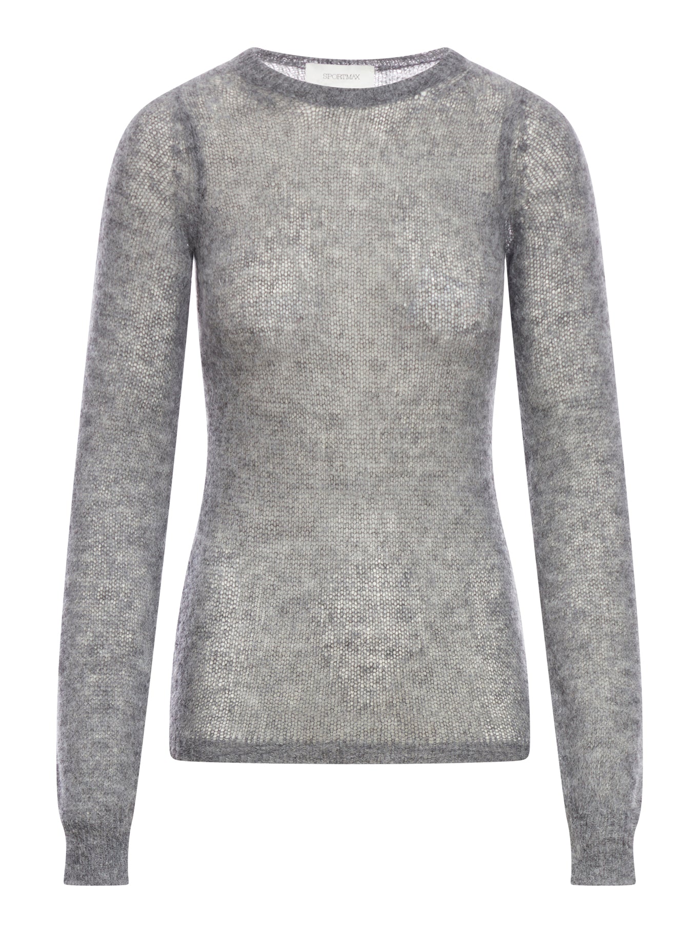 Crewneck sweater in alpaca and stretch wool