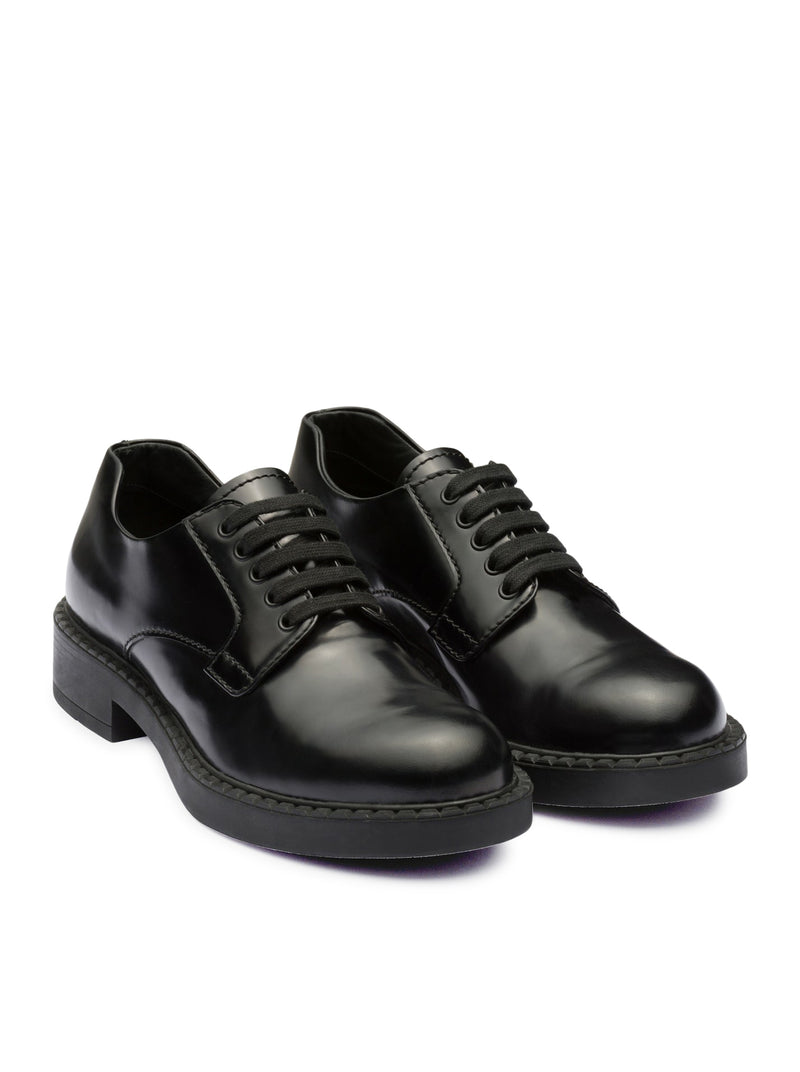 Brushed leather lace-up shoes