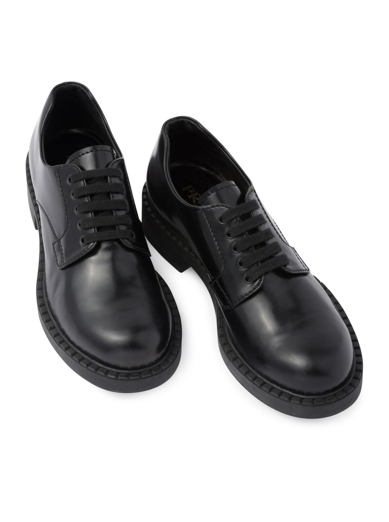 Brushed leather lace-up shoes