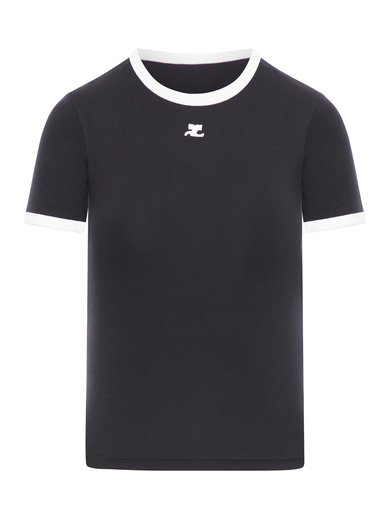 COTTON T SHIRT WITH CONTRASTING PROFILES