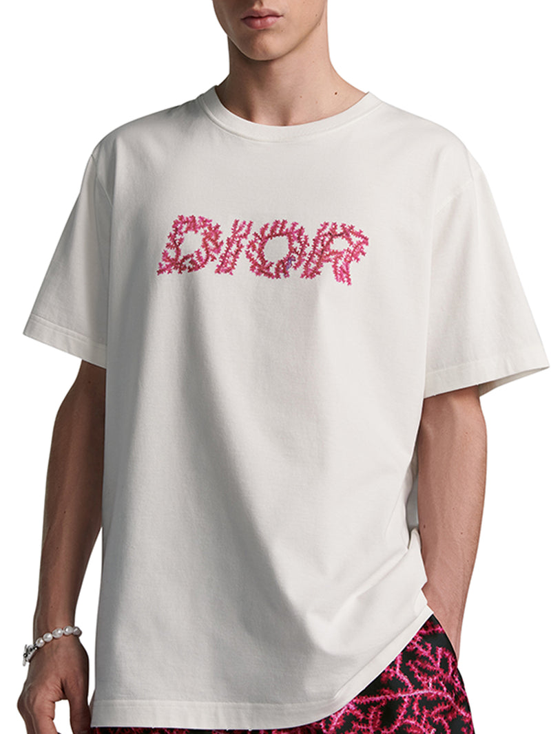 DIOR Italic T-shirt with coral motif