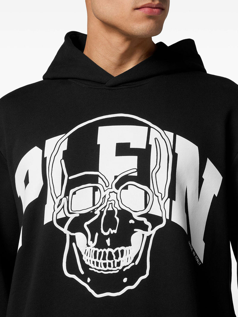 Skull logo-print cotton hoodie