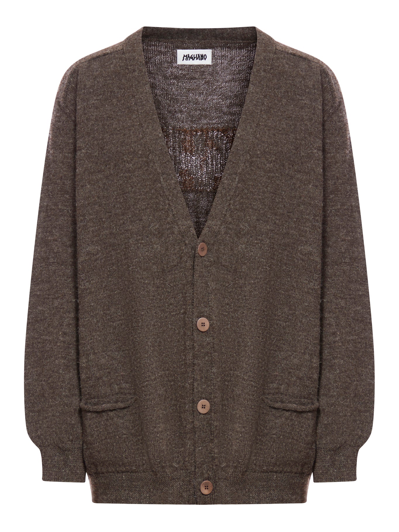 Grampa wool cardigan with logo