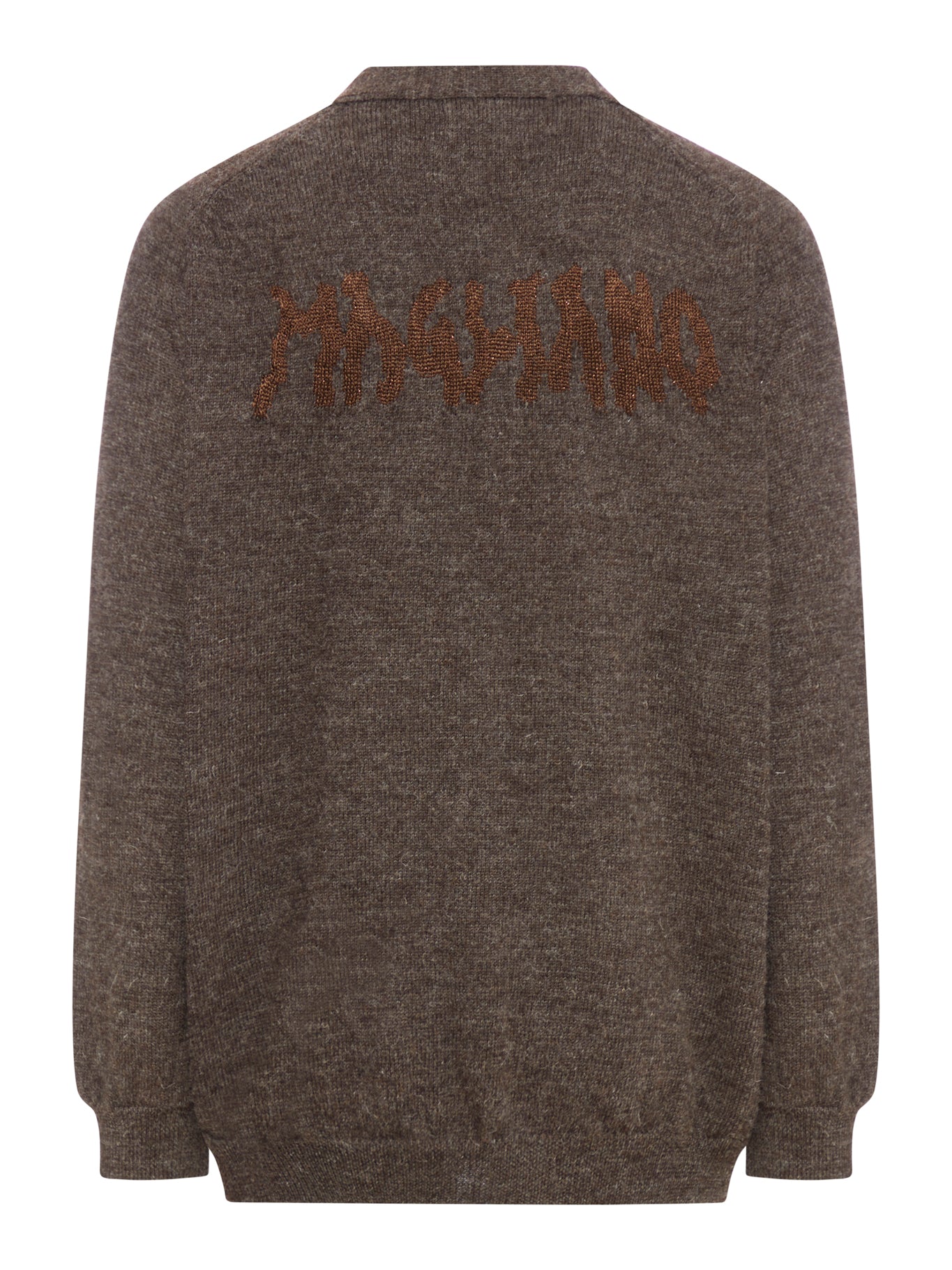 Grampa wool cardigan with logo