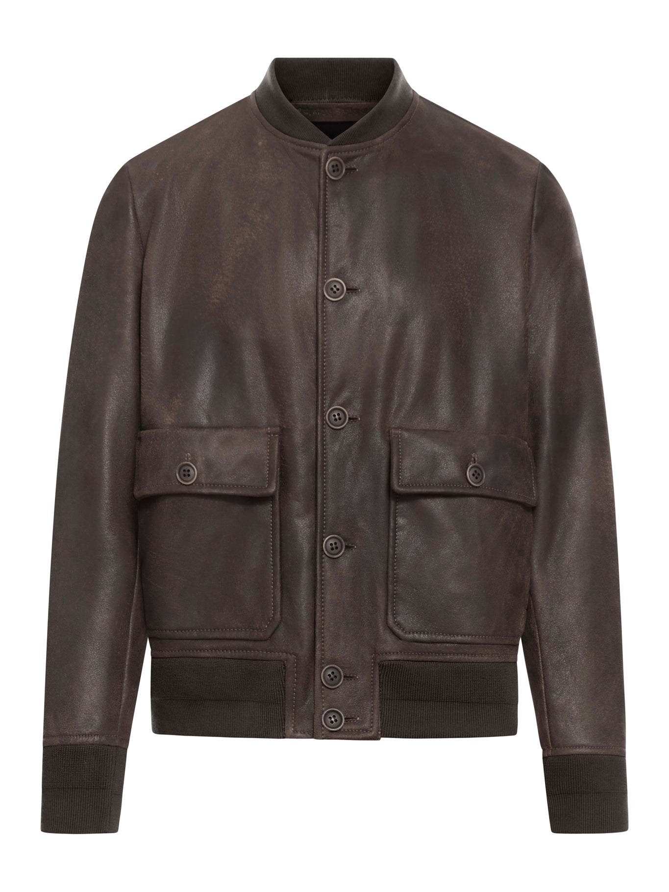 Leather bomber jacket