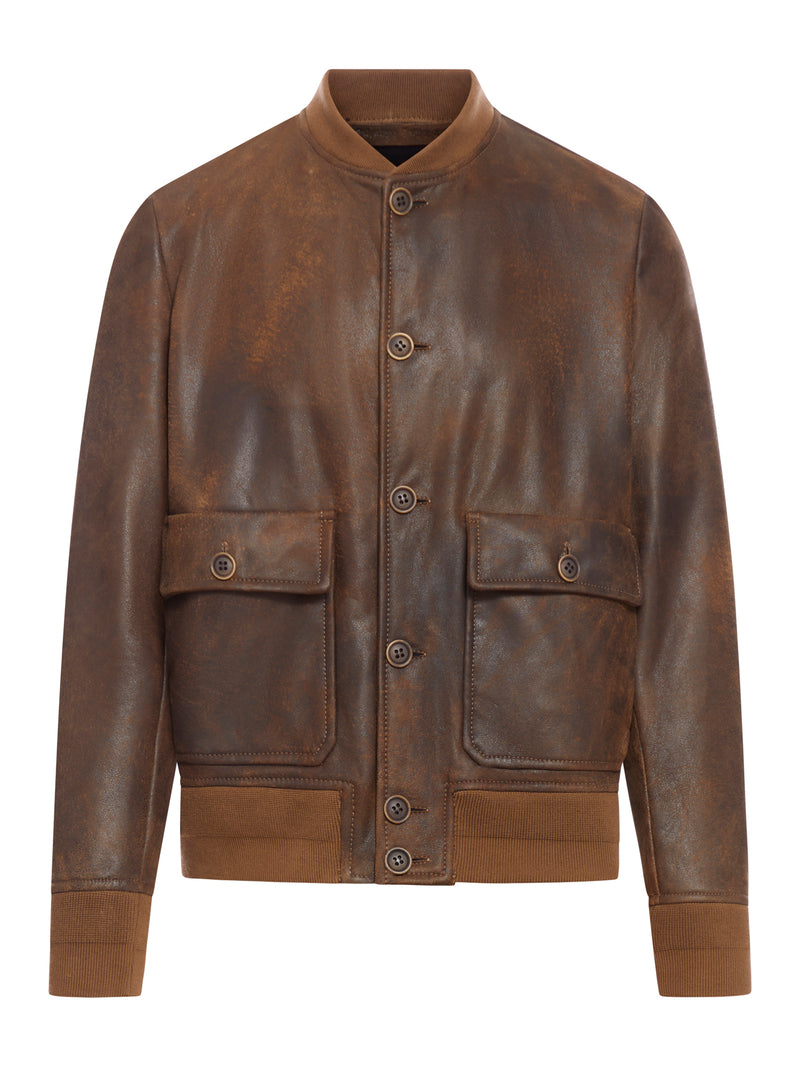 Leather bomber jacket