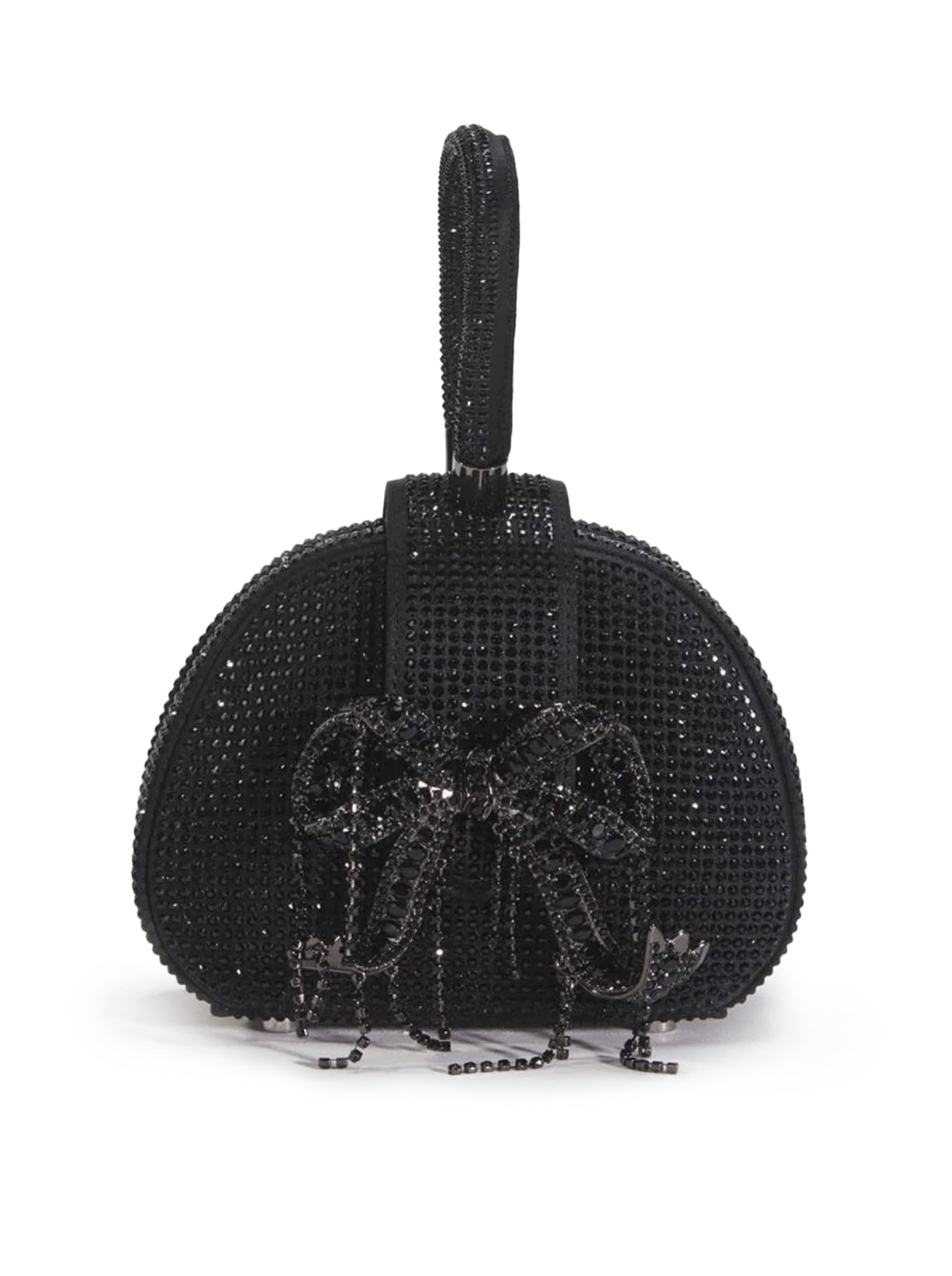 BLACK RHINESTONE TOP HANDLE MICRO BAG