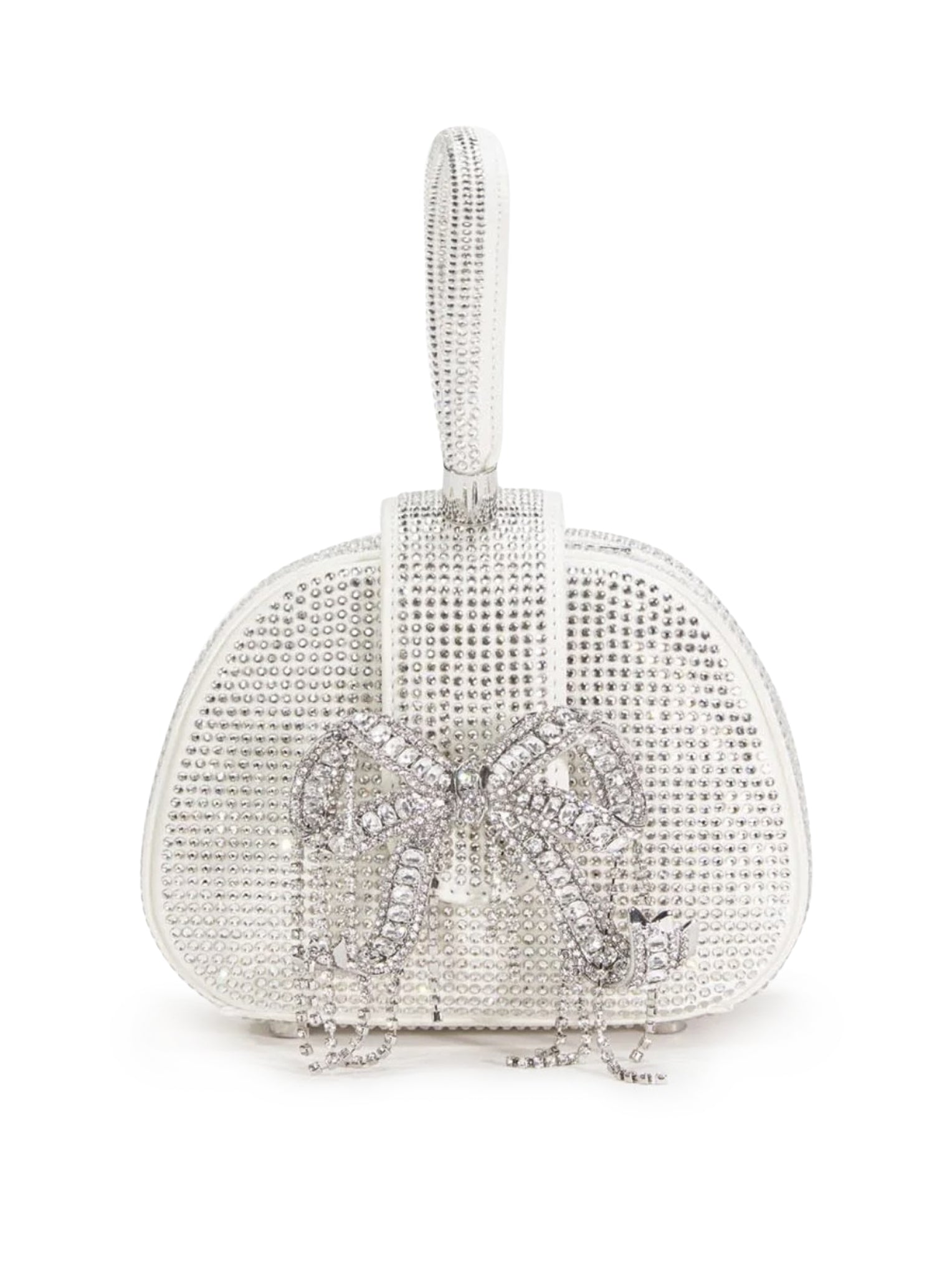 CREAM RHINESTONE TOP HANDLE MICRO BAG