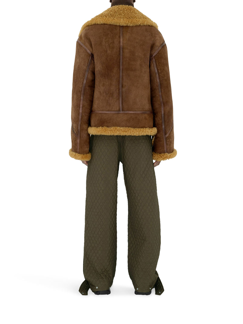 Shearling-trim leather jacket