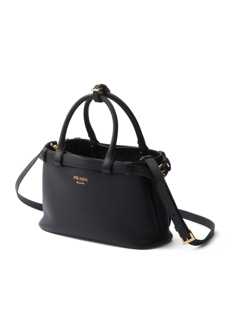 Prada Buckle small leather bag with double belt