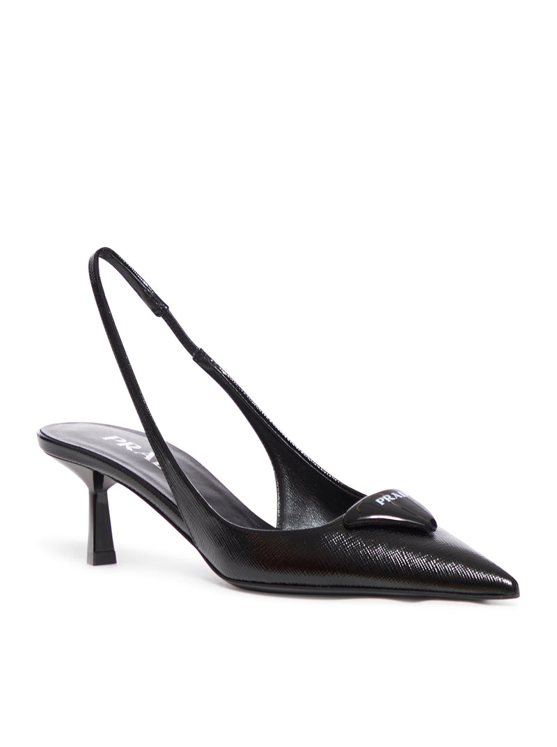 Slingback pumps in blown leather