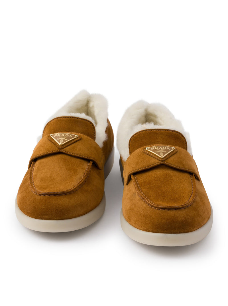 Suede and sheepskin loafers