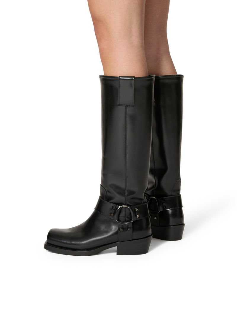 40MM ROCKSTUD CALFSKIN BIKER BOOT