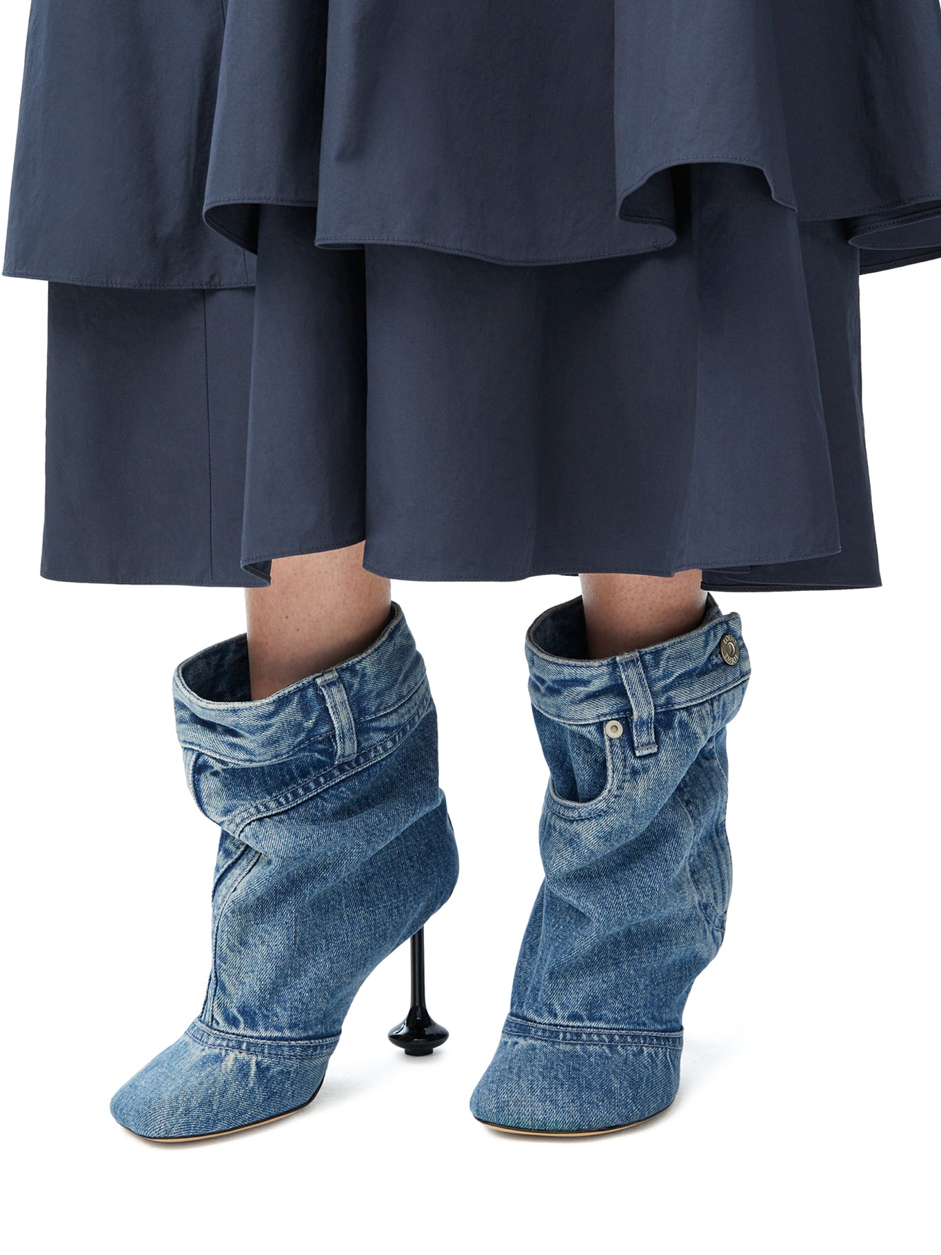 Toy ankle bootie in washed denim