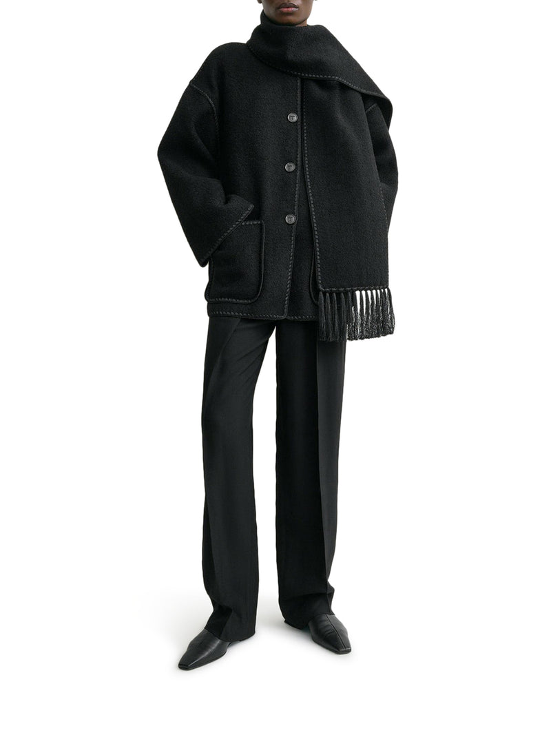WOOL JACKET WITH SCARF AND EMBROIDERY