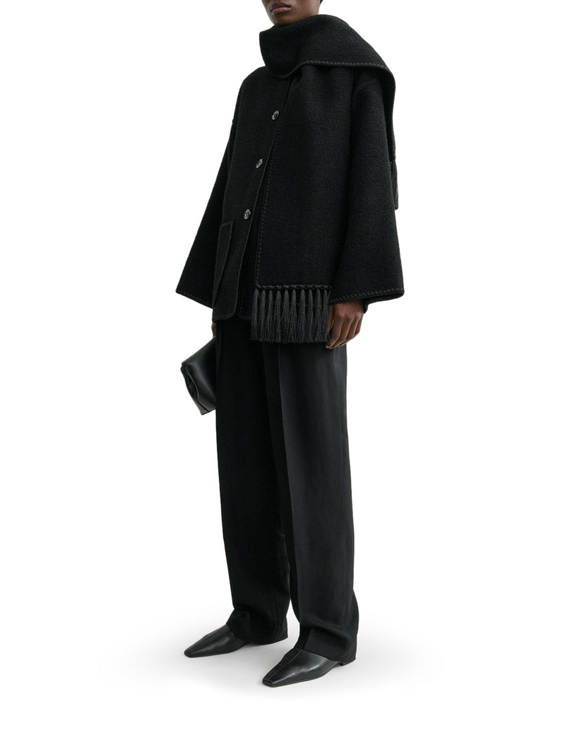 WOOL JACKET WITH SCARF AND EMBROIDERY