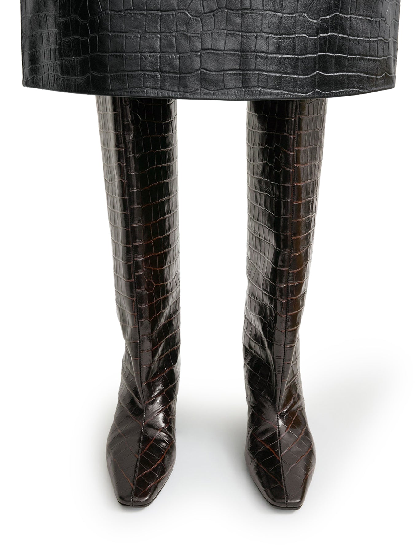 COCONUT EMBOSSED WIDE-LEG BOOTS