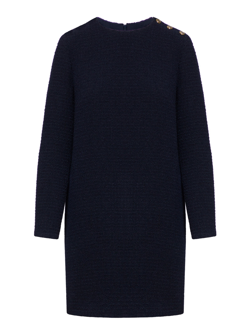 CHECKED BOUCLÉ WOOL DRESS