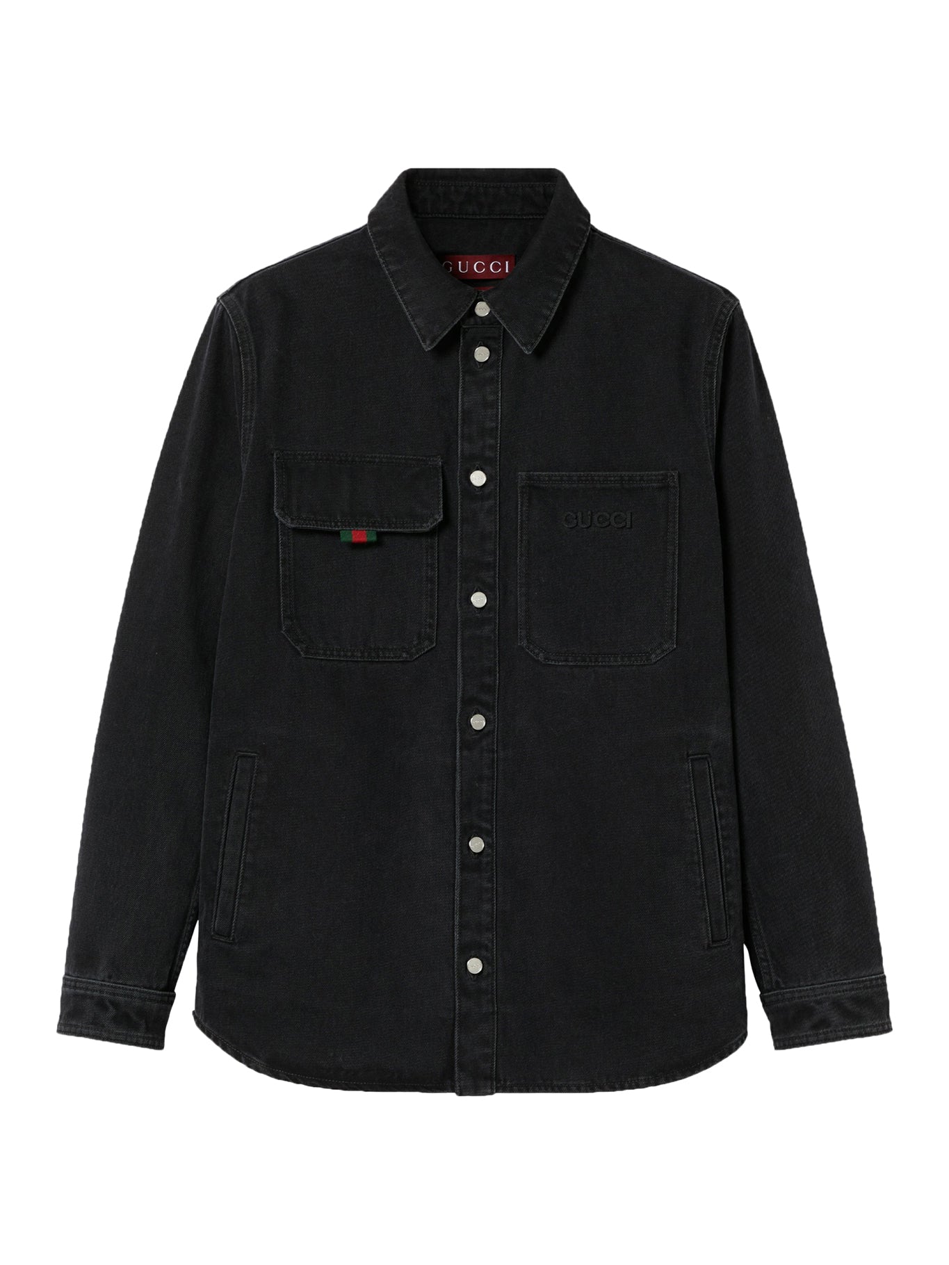 DENIM SHIRT WITH GUCCI EMBROIDERY