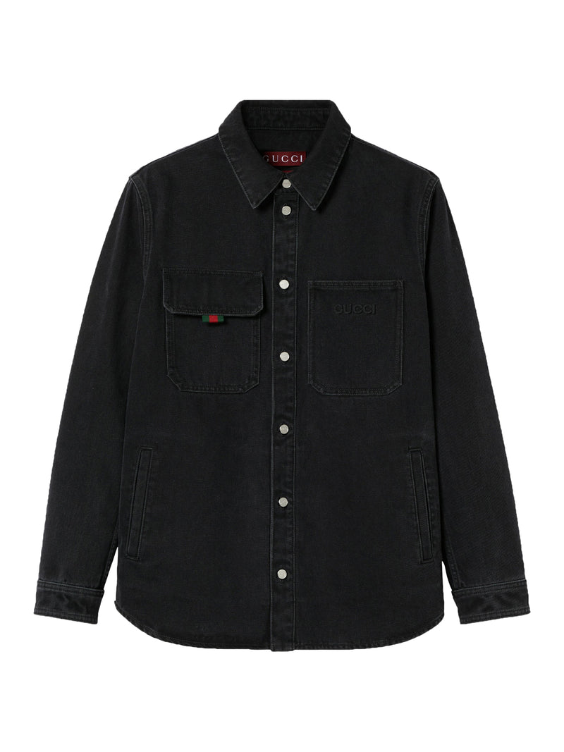 DENIM SHIRT WITH GUCCI EMBROIDERY