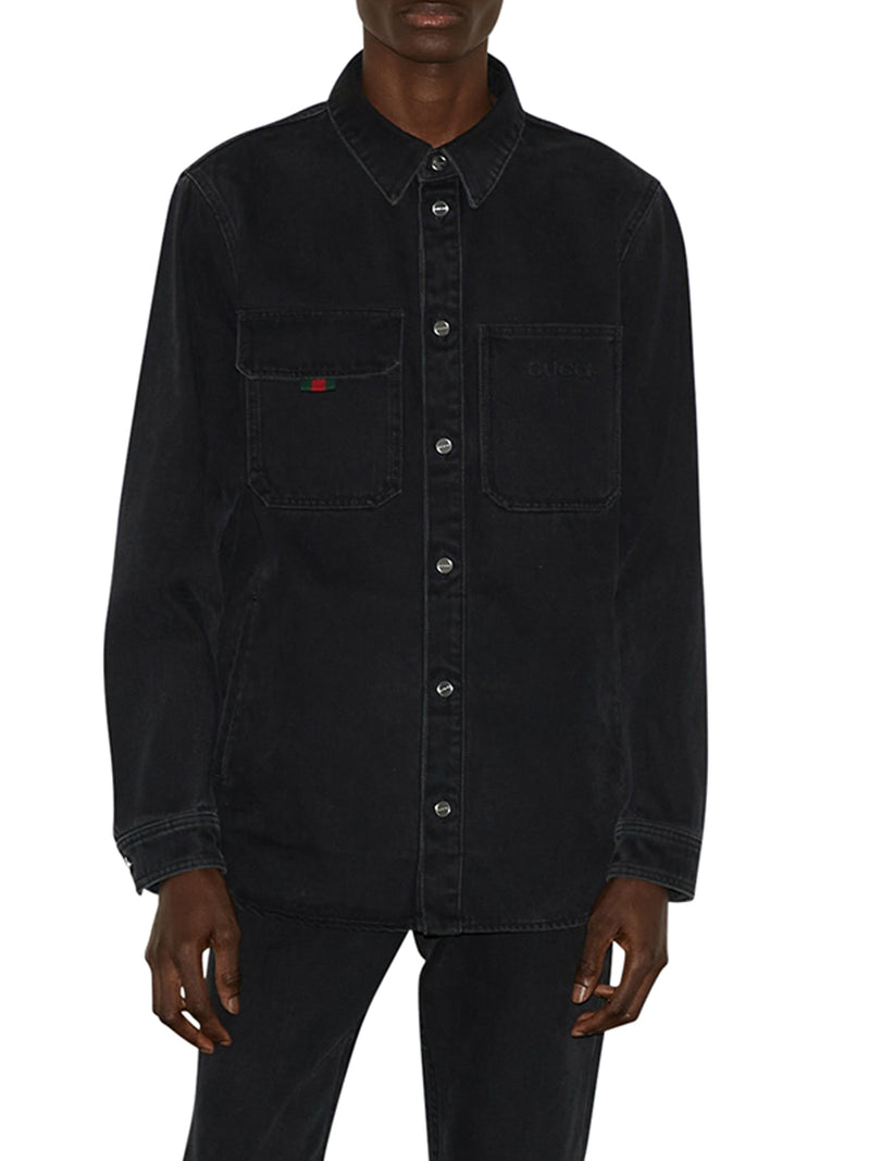 DENIM SHIRT WITH GUCCI EMBROIDERY