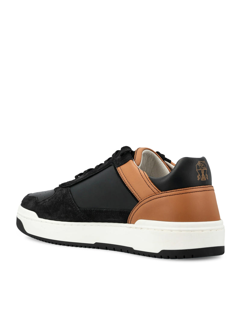 Leather and suede sneakers