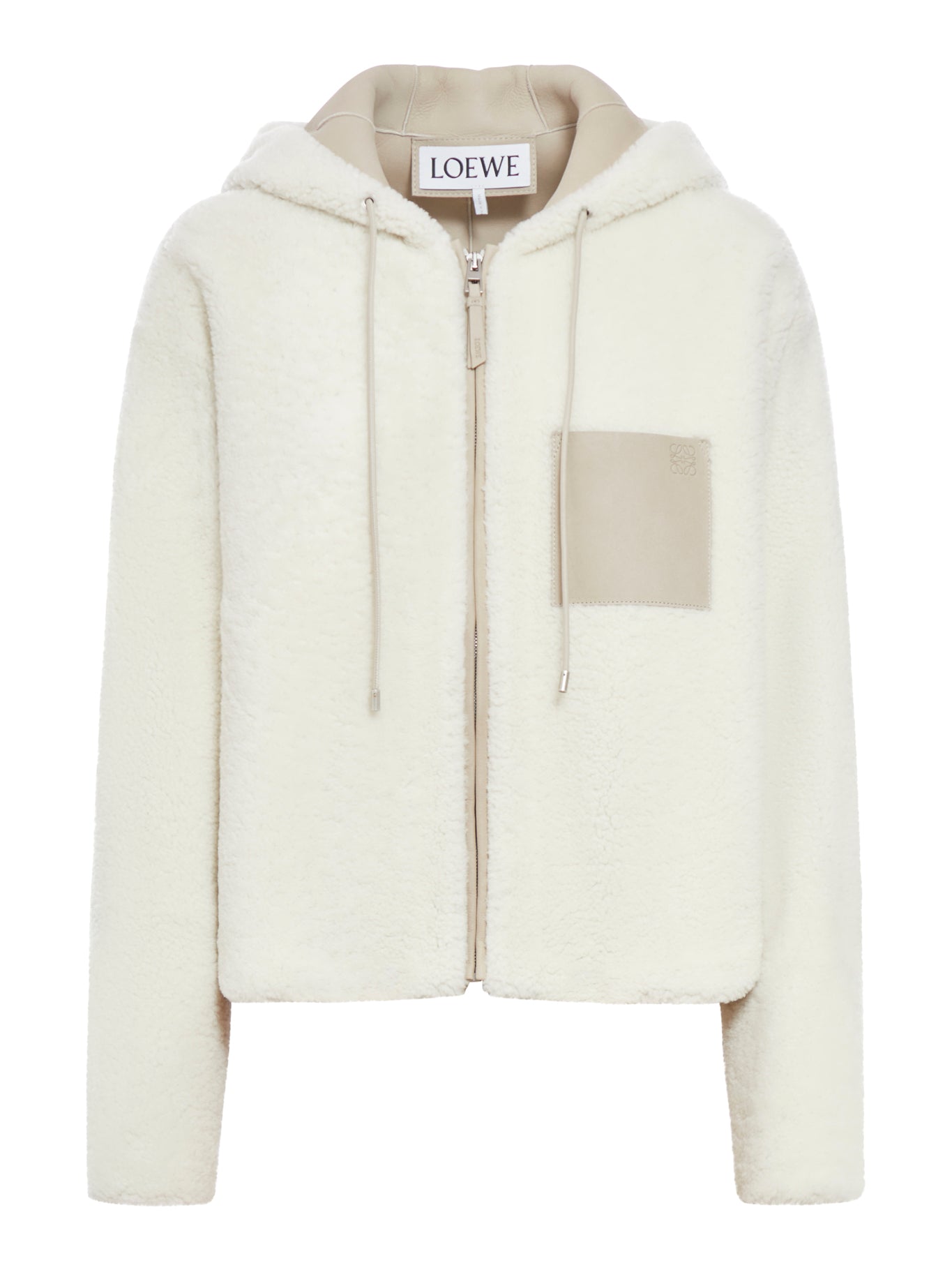 Hooded jacket in shearling