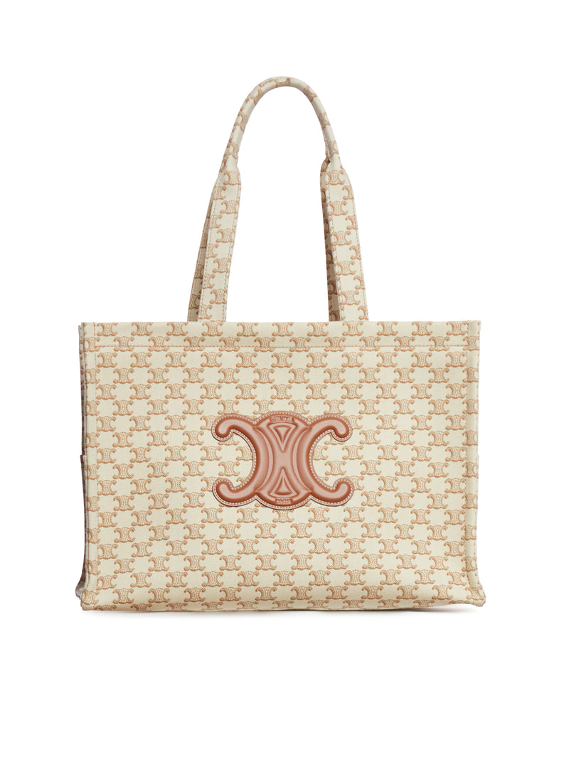 LARGE CABAS THAIS BAG IN FABRIC WITH ALL-OVER LOGO