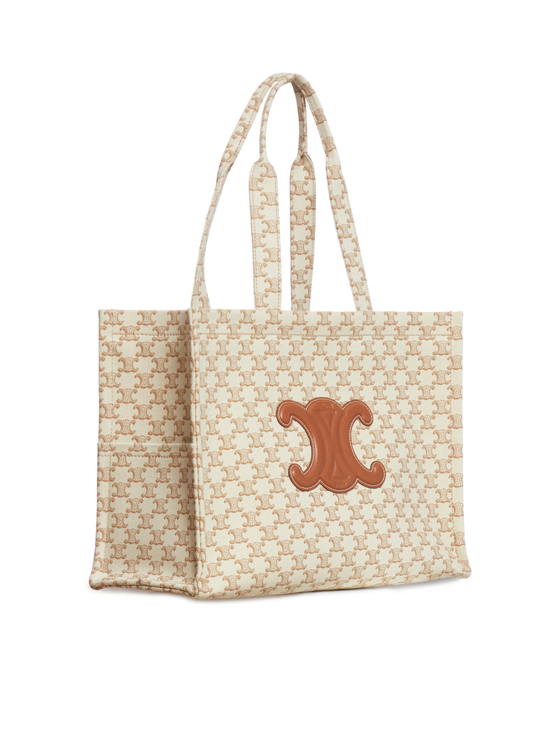 LARGE CABAS THAIS BAG IN FABRIC WITH ALL-OVER LOGO