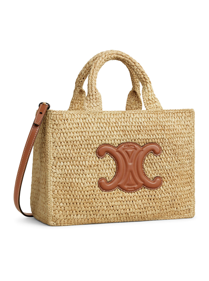 SMALL CABAS THAIS BAG IN RAFFIA AND CALF LEATHER LEATHER