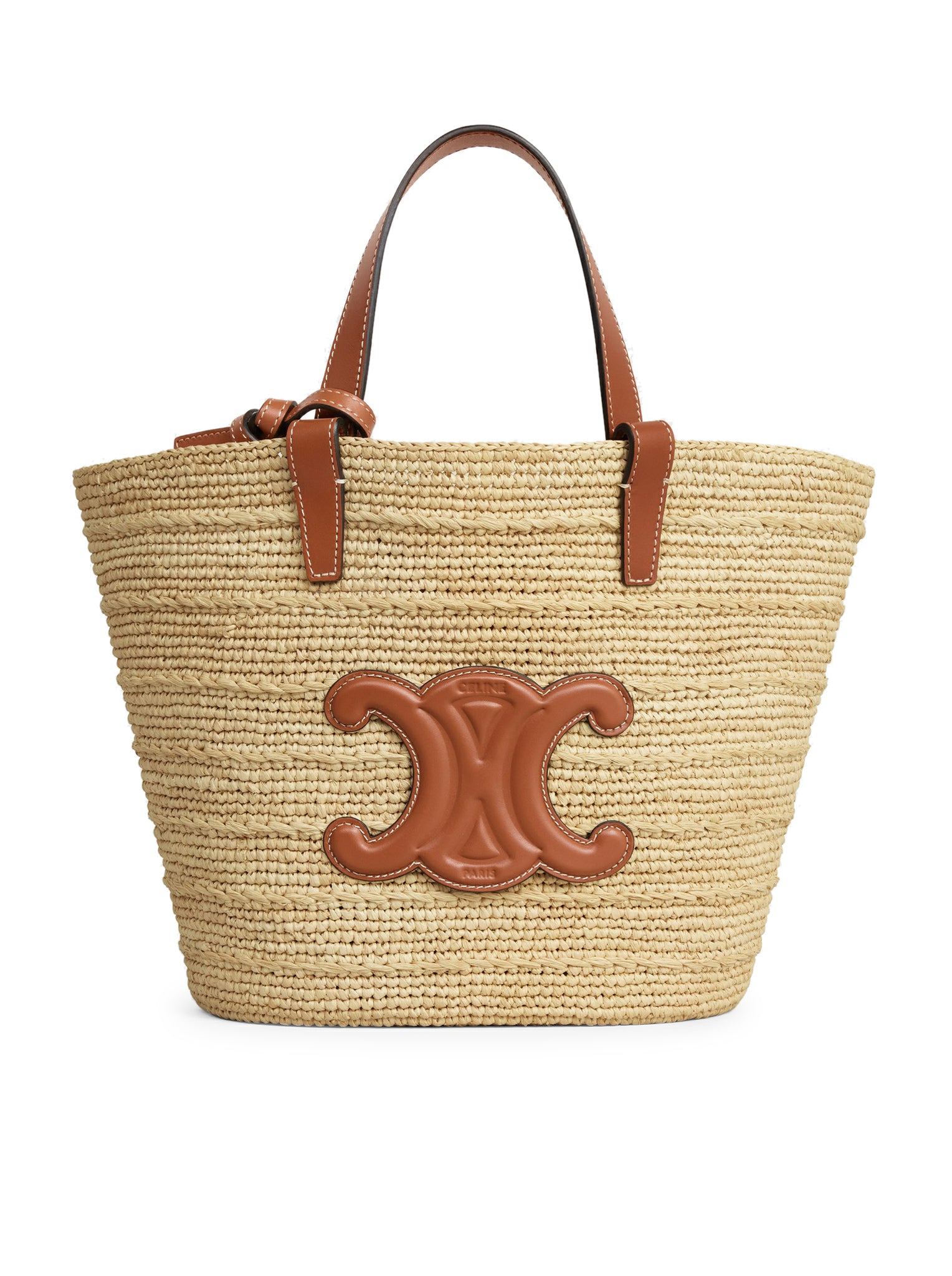 CELINE CLASSIC PANIER TEEN BAG IN RAFFIA AND SOFT CALF LEATHER