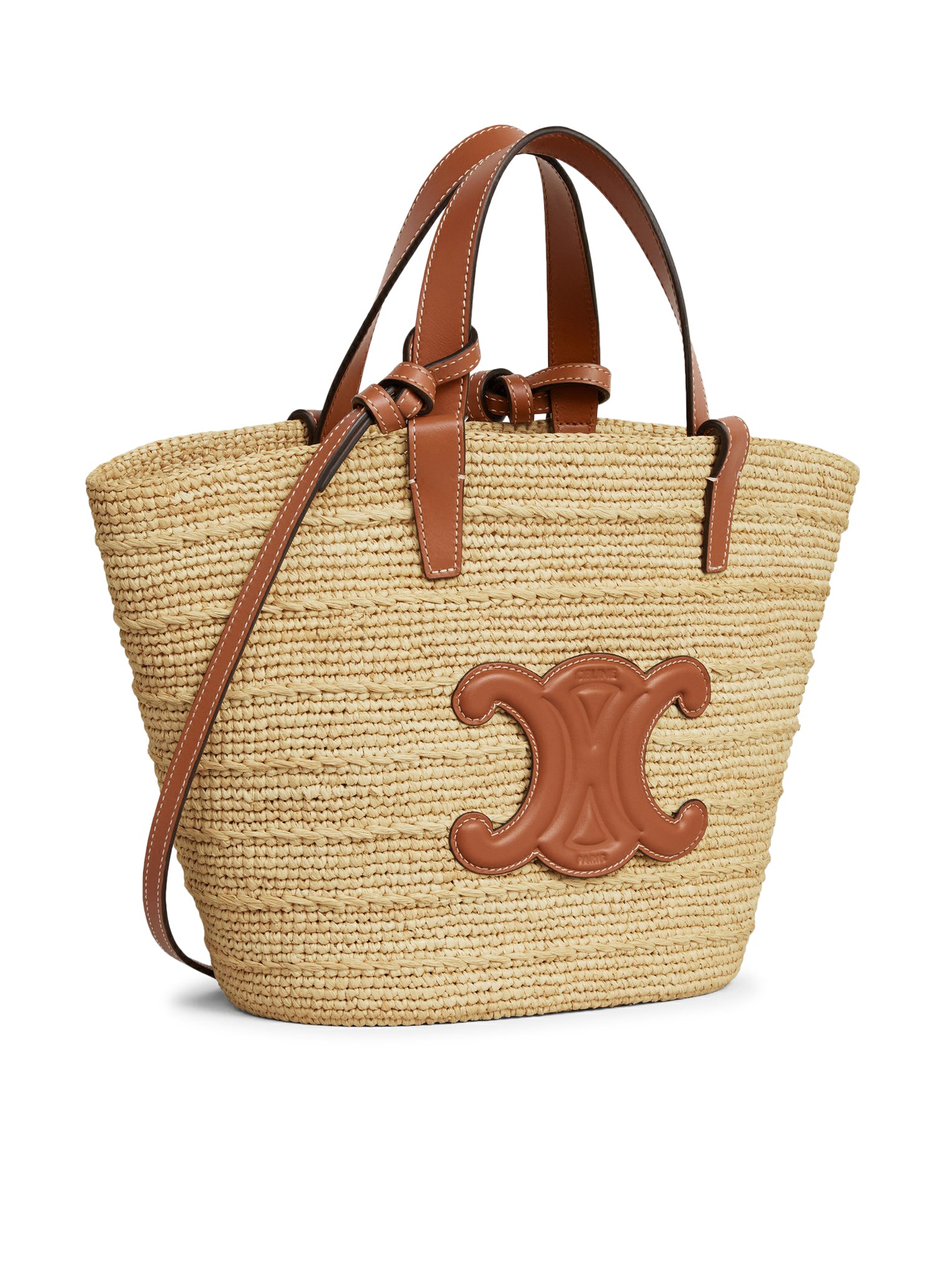 CELINE CLASSIC PANIER TEEN BAG IN RAFFIA AND SOFT CALF LEATHER